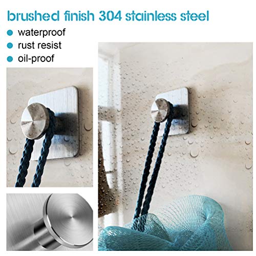 Ganchos adhesivos Gancho para toallas de uso pesado Gancho de pared resistente al agua Gancho de llave de acero inoxidable Ganchos autoadhesivos Se aplican al baño Hogar Cocina Oficina-4 paquetes