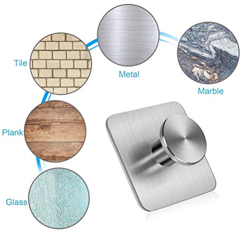 Ganchos adhesivos Gancho para toallas de uso pesado Gancho de pared resistente al agua Gancho de llave de acero inoxidable Ganchos autoadhesivos Se aplican al baño Hogar Cocina Oficina-4 paquetes