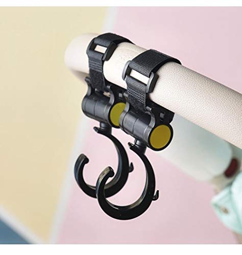 Ganchos Carrito Bebe, ganchos colgador universal para cochecitos de bebé,bolso o cambiador en el manillar de la Sillita, Cochecito o Silla de Ruedas. Pack de 2. Ajuste Universal, color negro