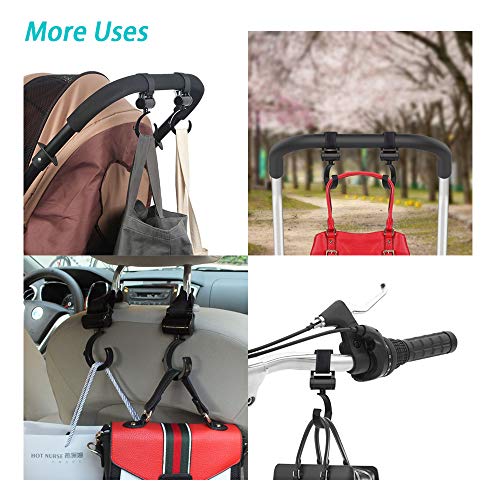 Ganchos Carrito Bebé Ganchos para Cochecito Engancha Tus Bolsas de la Compra Bolso o Cambiador en el Manillar de la Sillita Cochecito o Silla de Ruedas Ajuste Universal, 4 Pack