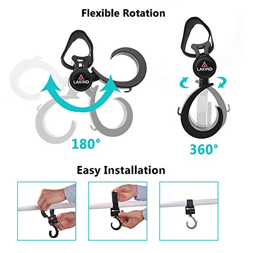 Ganchos Carrito Bebé Ganchos para Cochecito Engancha Tus Bolsas de la Compra Bolso o Cambiador en el Manillar de la Sillita Cochecito o Silla de Ruedas Ajuste Universal, 4 Pack