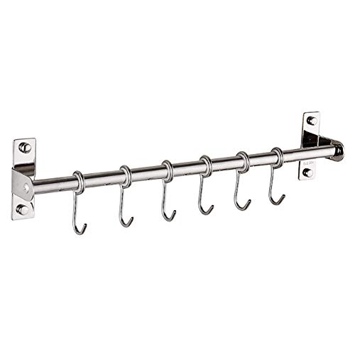 Ganchos de almacenamiento para colgar en la cocina, estante para utensilios de ahorro de espacio de acero inoxidable, riel para colgar en la pared Organizar 6 ganchos extraíbles para baños Hotel