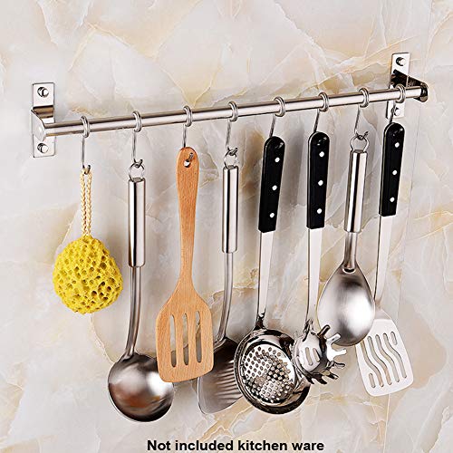 Ganchos de almacenamiento para colgar en la cocina, estante para utensilios de ahorro de espacio de acero inoxidable, riel para colgar en la pared Organizar 6 ganchos extraíbles para baños Hotel