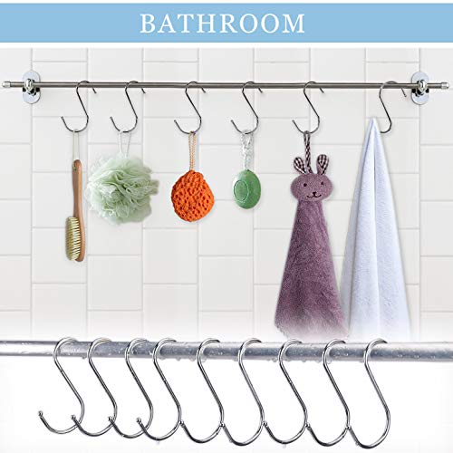 Ganchos en Forma de S Multiuso 4 Pulgadas de S Ganchos de Metal de Acero Inoxidable con Extremos de Bola Ideal para Colgar Bufanda Toalla de Baño Ollas y Sartenes Plantas 20 Piezas (Plata)