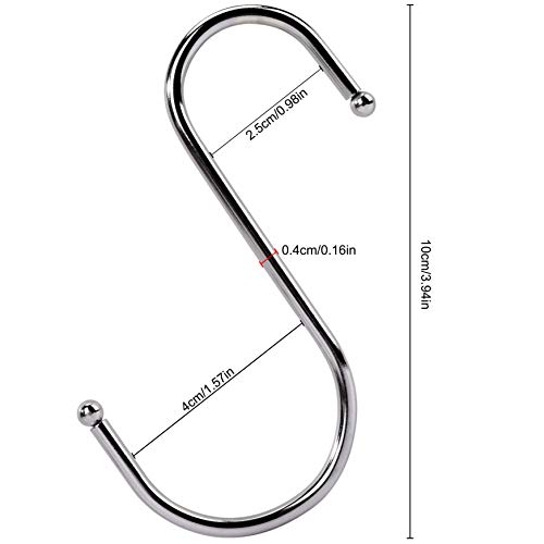 Ganchos en Forma de S Multiuso 4 Pulgadas de S Ganchos de Metal de Acero Inoxidable con Extremos de Bola Ideal para Colgar Bufanda Toalla de Baño Ollas y Sartenes Plantas 20 Piezas (Plata)