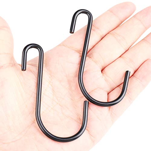 Ganchos en forma de S Yesland de acero negro resistente para colgar sartenes, ollas, abrigos, bolsos, plantas en la cocina, tienda de trabajo, baño, dormitorio y jardín