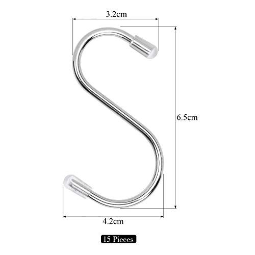 Ganchos magnéticos para colgar en forma de S, de acero inoxidable, para oficina, cocina, cuarto de baño, dormitorio (tamaño pequeño), 15 unidades
