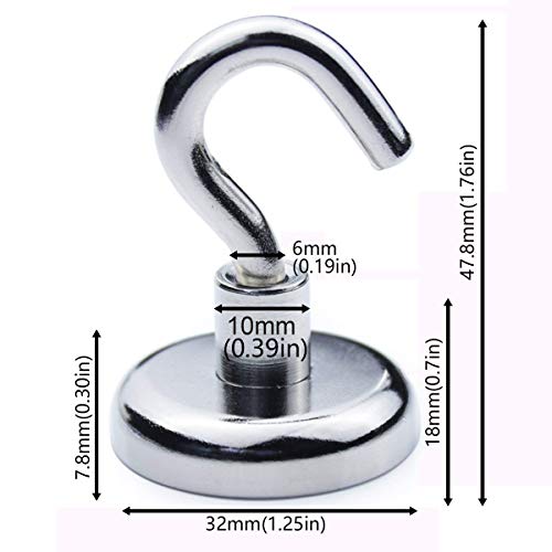 Ganchos Magnéticos,Imanes con Gancho,neodimio ganchos magnéticos,imanes ultra potentes ganchos de 36KG Ganchos magnéticos de y muy robusto,Pared para los Accesorios de Cocina Almacenamiento,8pcs