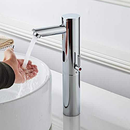 Gangang Grifo Automático,Grifo sin Contacto,Grifo de Lavabo Automático con Sensor IR de Alto Cuerpo Para Lavabo Moderno y Sin Contacto Para Agua Fría y Caliente, Solo CC…