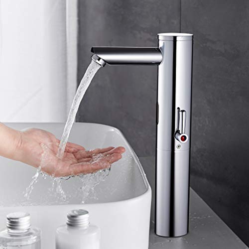 Gangang Grifo Automático,Grifo sin Contacto,Grifo de Lavabo Automático con Sensor IR de Alto Cuerpo Para Lavabo Moderno y Sin Contacto Para Agua Fría y Caliente, Solo CC…