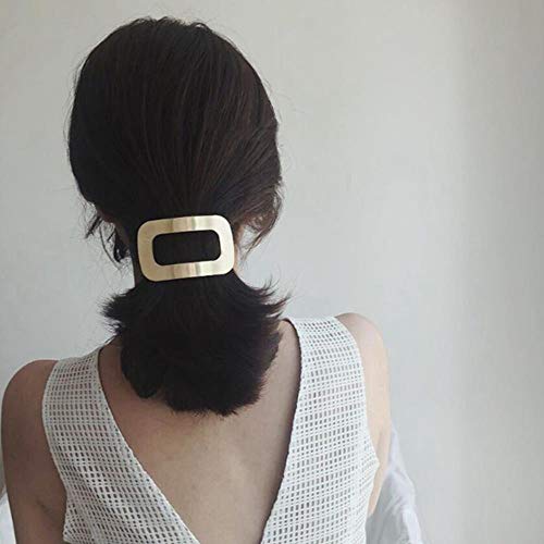 gao Pin De Horquillas De Estilo De Color Sólido Escarchado De Metal Geométrico Cuadrado para Niñas Horquilla Accesorios para El Cabello