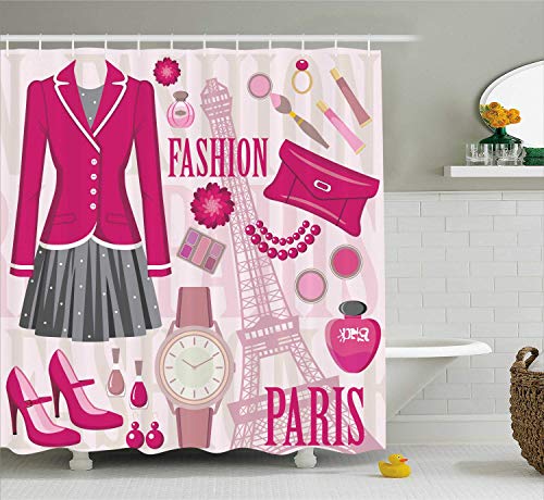 GAOFENFFR de de Moda Temade la Moda en París con atuendos Vestido Monedero Perfume Parisienne Puntode con Beige Rosa