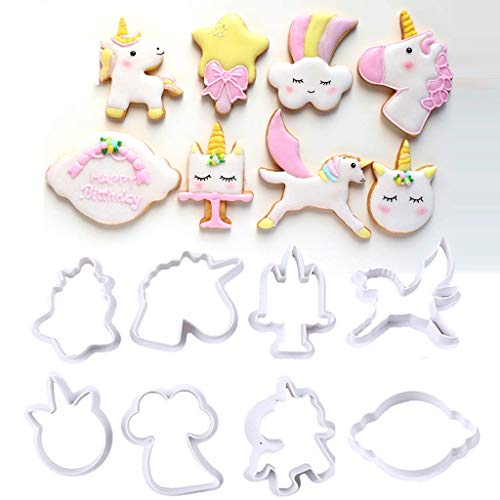 Gaorb Molde de pastel para hornear Lindo Unicornio Molde de plástico Galleta navideña Herramienta de molde seco Herramientas de decoración de pasteles para fondant, almendra, almíbar, galletas, chocol