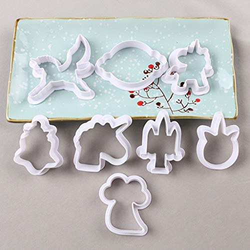 Gaorb Molde de pastel para hornear Lindo Unicornio Molde de plástico Galleta navideña Herramienta de molde seco Herramientas de decoración de pasteles para fondant, almendra, almíbar, galletas, chocol