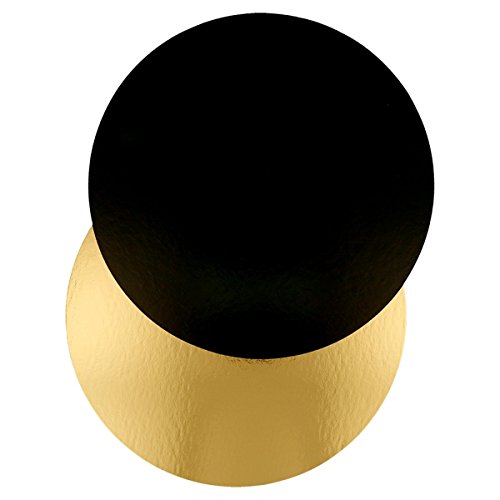 García de Pou 147.28 Cartones Pastelería Doble Cara, Diámetro 20 cm, Set de 100, Oro/Negro