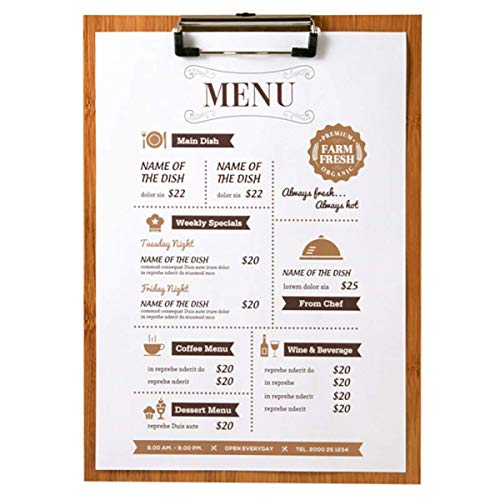 García de Pou 223.49 Tabla Porta Menú Con Clip 22,9X31,8X0,4 Cm Bambú