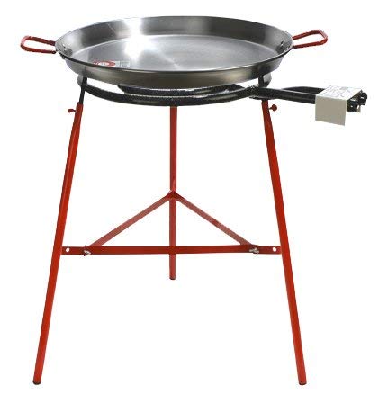 Garcima Mirador Paella Set con Quemador, 24 Pulgadas Acero al Carbono Exterior y Patas Reforzadas Importadas de España (18 Porciones)