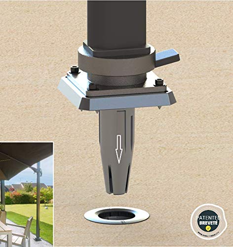 GARD & ROCK - PIE PARA SOMBRILLA COMPENSADA, amovible en aluminio - Multi-terrenos para insertar en la base de anclaje - MUEVA Y FIJE SUS SOMBRILLAS SIN COMPLICACIONES!