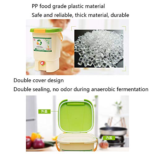 Gardening Tools Cubo de compostaje de Cocina Interior, Contenedores de Reciclaje de residuos domésticos con Tapa, Fermentador de plástico con Grifo, Fertilizante orgánico nutricional casero ZDDAB