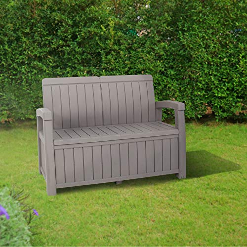 Gardiun Banco Arcón de Resina para Jardín Vita Light Gray 124x66x90 cm 230 L