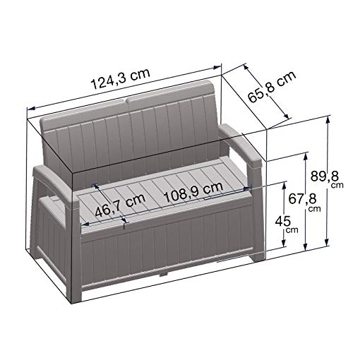Gardiun Banco Arcón de Resina para Jardín Vita Light Gray 124x66x90 cm 230 L