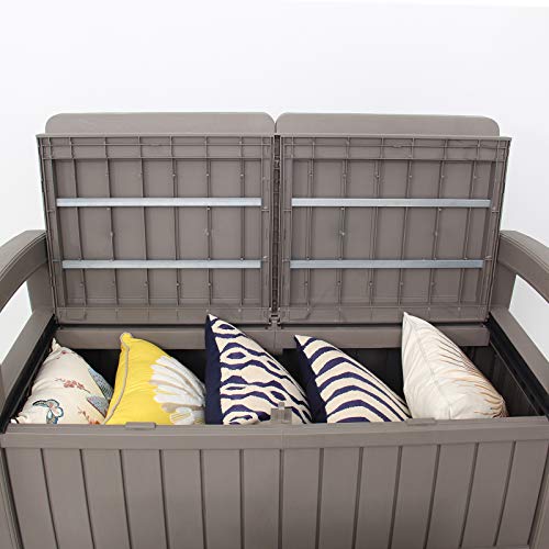 Gardiun Banco Arcón de Resina para Jardín Vita Light Gray 124x66x90 cm 230 L