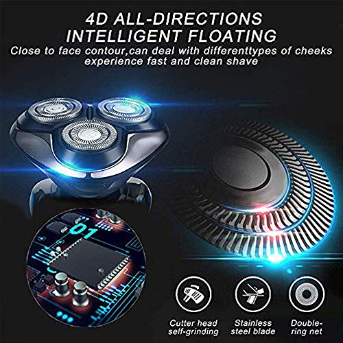 Garing 4 en 1 máquina de afeitar eléctrica recargable Máquina de afeitar de los hombres Máquina de afeitar giratoria para hombres Barba seca húmeda sin cuerda, Nariz, Oreja, Corta el cabello