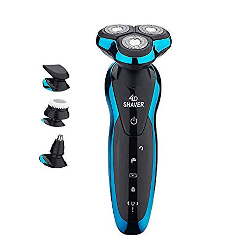 Garing 4 en 1 máquina de afeitar eléctrica recargable Máquina de afeitar de los hombres Máquina de afeitar giratoria para hombres Barba seca húmeda sin cuerda, Nariz, Oreja, Corta el cabello