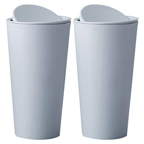 Garneck 2 Piezas de Basura de Escritorio Mini Mesa de Basura Pequeña Papelera de Basura con Tapa Encimera de Tocador de Baño para Oficina de Hotel en Casa Verde Azul