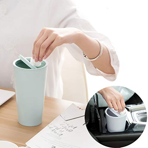Garneck 2 Piezas de Basura de Escritorio Mini Mesa de Basura Pequeña Papelera de Basura con Tapa Encimera de Tocador de Baño para Oficina de Hotel en Casa Verde Azul