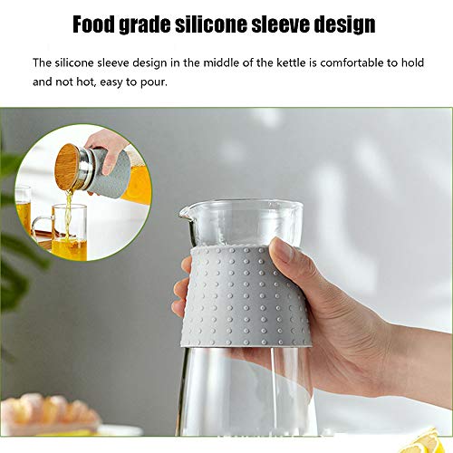 Garrafa de cristal, 1.8L Pitcher Jarro, vidrio resistente al calor Caldera Conjunto, de gran capacidad, jugo de botella del envase, por agua, leche, jugo, té helado, vino,A pot and two glasses