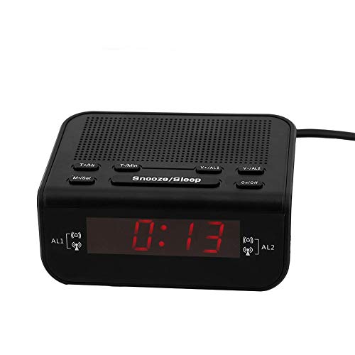 Garsent Reloj Despertador Digital, Pantalla LED Dual Reloj Despertador con Radio Am/FM Función de Despertador y Temporizador de Apagado Radio Despertador FM portátil para Viajes.