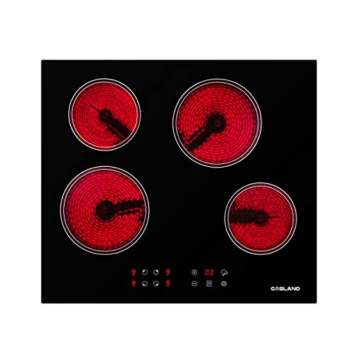 Gasland Chef CH60BF - Mesa de cocina vitrocerámica (60 cm, 4 fuegos, 6000 W), color negro