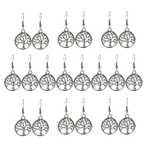 Gazechimp 10 Pares Pendientes Patrón Árbol Tono de Color Plata Accesorios de Moda Venta Al Por Mayor