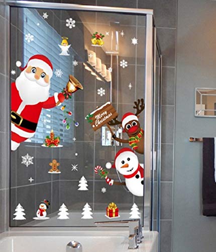 GBQ_Future Feliz Navidad Papá Noel Muñeco de Nieve Alce de la Puerta Decoración de la Ventana Reutilizable Bricolaje Pegatinas Electrostáticas para Fiesta.