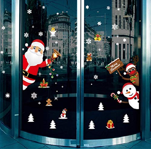 GBQ_Future Feliz Navidad Papá Noel Muñeco de Nieve Alce de la Puerta Decoración de la Ventana Reutilizable Bricolaje Pegatinas Electrostáticas para Fiesta.
