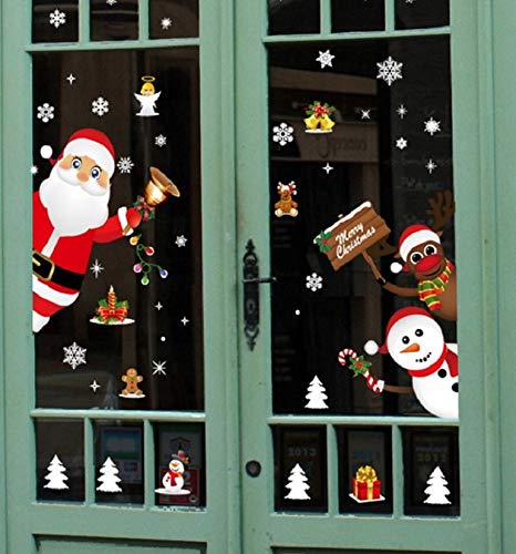 GBQ_Future Feliz Navidad Papá Noel Muñeco de Nieve Alce de la Puerta Decoración de la Ventana Reutilizable Bricolaje Pegatinas Electrostáticas para Fiesta.