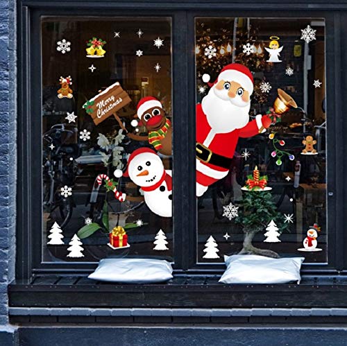 GBQ_Future Feliz Navidad Papá Noel Muñeco de Nieve Alce de la Puerta Decoración de la Ventana Reutilizable Bricolaje Pegatinas Electrostáticas para Fiesta.