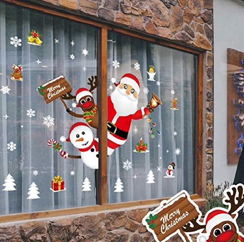 GBQ_Future Feliz Navidad Papá Noel Muñeco de Nieve Alce de la Puerta Decoración de la Ventana Reutilizable Bricolaje Pegatinas Electrostáticas para Fiesta.