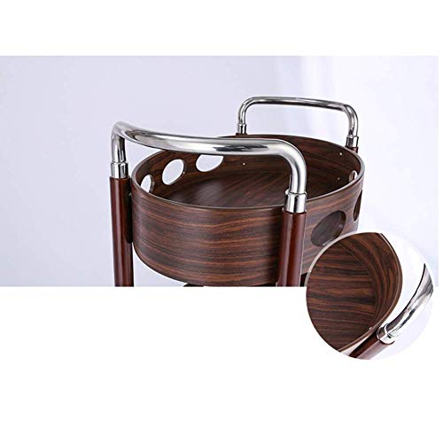 GBX Carretilla de mano portátil multifunción Reciclaje de vehículos, estantería Carro de bebidas Almacenamiento de titanio La madera maciza puede mover la rueda de goma de la cocina 3 niveles con bar