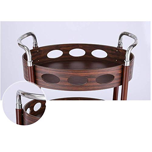 GBX Carretilla de mano portátil multifunción Reciclaje de vehículos, estantería Carro de bebidas Almacenamiento de titanio La madera maciza puede mover la rueda de goma de la cocina 3 niveles con bar