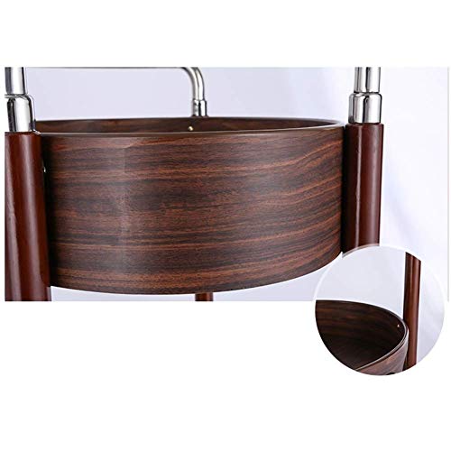 GBX Carretilla de mano portátil multifunción Reciclaje de vehículos, estantería Carro de bebidas Almacenamiento de titanio La madera maciza puede mover la rueda de goma de la cocina 3 niveles con bar