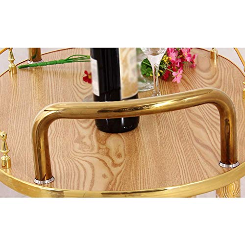 GBX Carretilla de mano portátil multifunción Vehículos de reciclaje, Carro de servicio Carro Rueda de goma de cocina móvil Rueda de titanio de 2 niveles Madera maciza con estante para vino, Capacidad