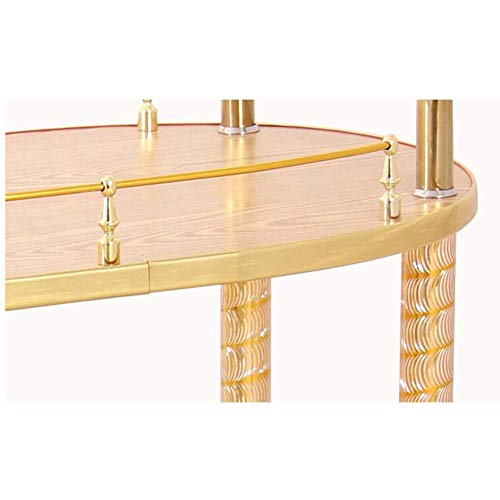 GBX Carretilla de mano portátil multifunción Vehículos de reciclaje, Carro de servicio Carro Rueda de goma de cocina móvil Rueda de titanio de 2 niveles Madera maciza con estante para vino, Capacidad