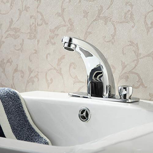 GCDN llave con sensor inteligente, grifo con sensor automático de manos libres, llave con acabado de espejo de acero inoxidable de repuesto para lavabo de cocina de baño, Plateado, Tamaño libre