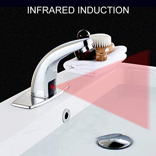 GCDN llave con sensor inteligente, grifo con sensor automático de manos libres, llave con acabado de espejo de acero inoxidable de repuesto para lavabo de cocina de baño, Plateado, Tamaño libre