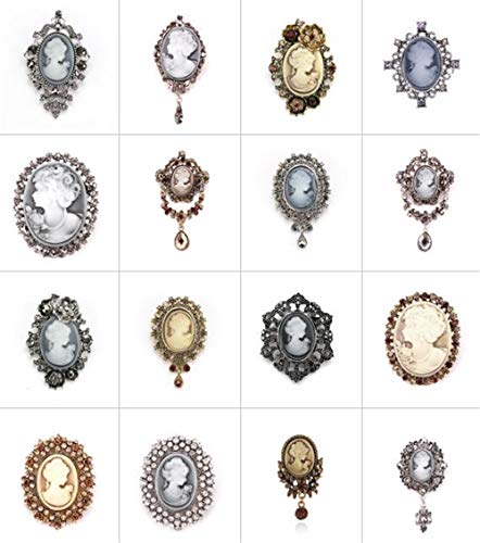 GDYX Broche Retro Queen's Cameo Beauty Head Broche de Cristal para Oro Antiguo, Plata, Plata de Todo Tipo   06