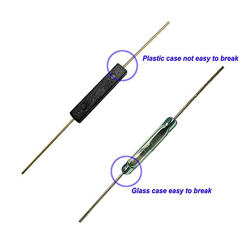 Gebildet 10 Piezas Interruptor de Lengüeta, Contacto de Lengüeta Interruptor Magnético de Inducción Normalmente Abierto (N/O) (3 mm × 14 mm) con 20 Piezas de Pequeños Imanes Redondos Multiusos