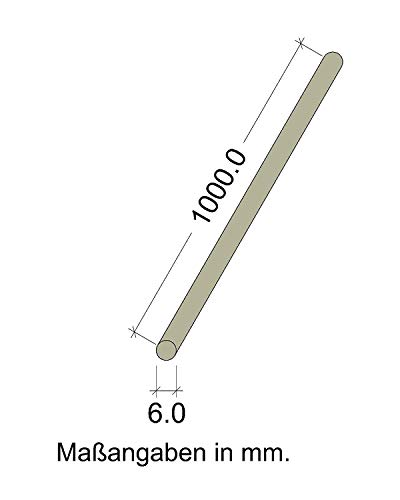 Gedotec Varilla Redonda 6 mm Bastones Beech Hechos a Mano | Longitud de Barras Redondas 1000 mm | Palos Madera estables Hecho Alemania | Troncos Manualidades y jardín - 10 Piezas