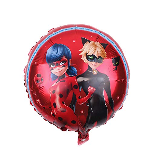 Geenber Ladybug Set de Globos Globo de Papel de Aluminio Suministros de decoración de Fiesta de Feliz cumpleaños para Ladybug Superhero Girl Kids (Paquete de 24)